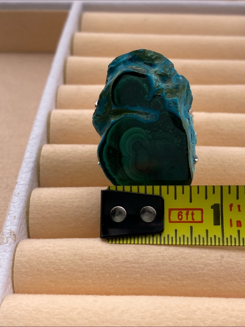 Natural Chrysocolla Malachite Raw Crystal Cluster Statement Ring - Picture 9 of 10